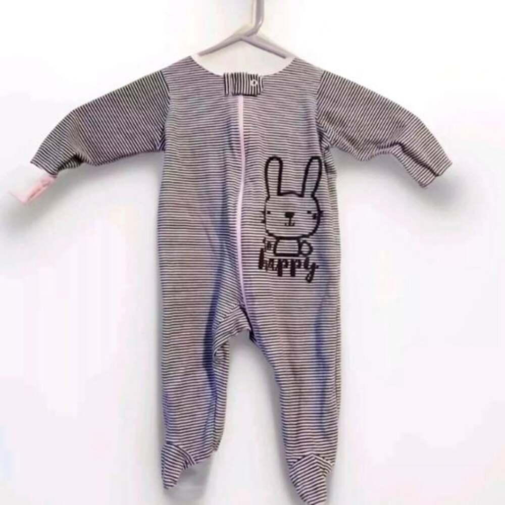 Gerber Baby Girls Bunny Sleep Size 0-3 Months Pink/Black/Grey EUC